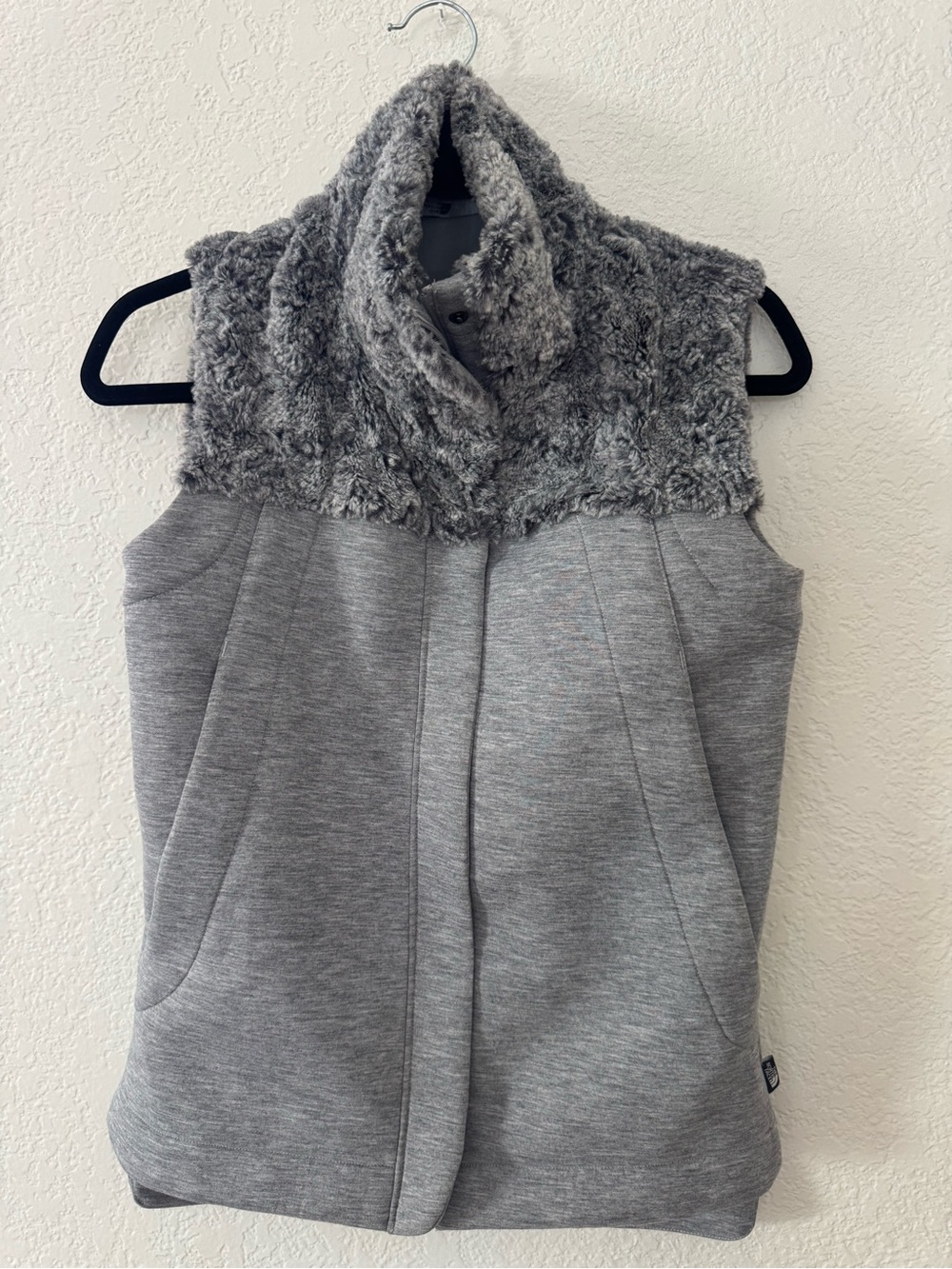 The North Face Grey Sleeveless Vest with Faux-Fur Cowl